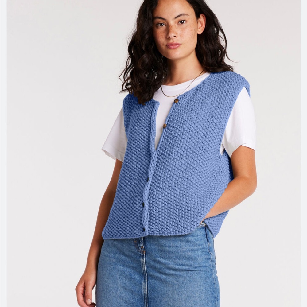 Major sale $24 was $33 Claiborne vintage crochet light blue vest size M